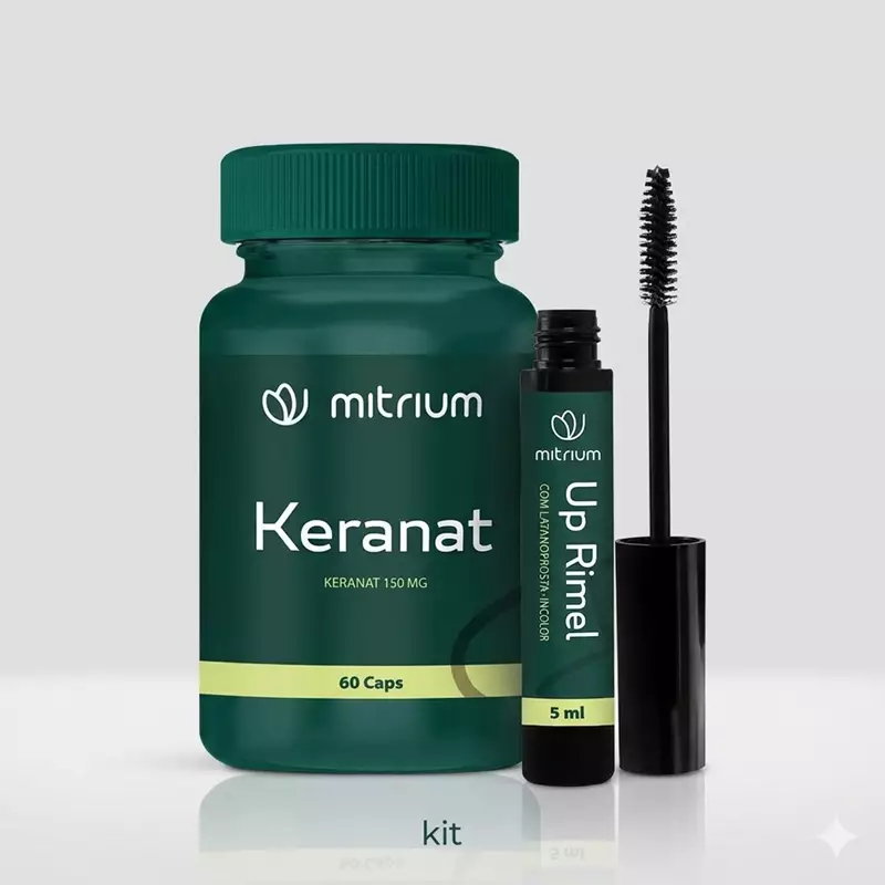 Combo Keranat 60 Cápsulas + UP Rimel com Latanoprosta incolor 5 ml